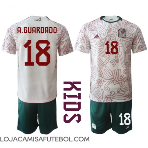 Camisa de Futebol México Andres Guardado #18 Equipamento Secundário Infantil Mundo 2022 Manga Curta (+ Calças curtas)
